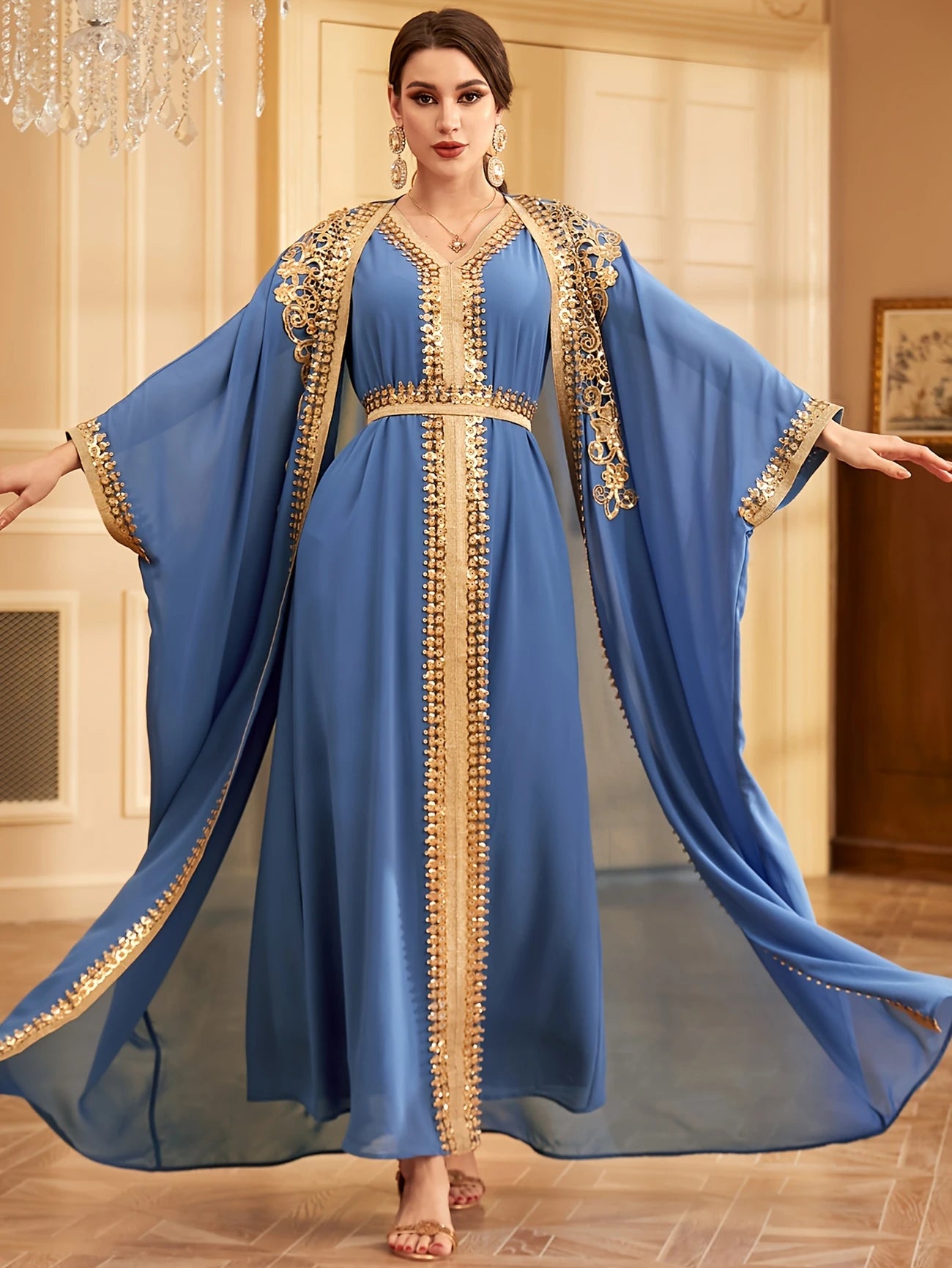 Middle Eastern Muslim Lace Weft Vest Dress | Delivery: 7 to 10 business days | Limited stocks available | Hurry before Sold Out