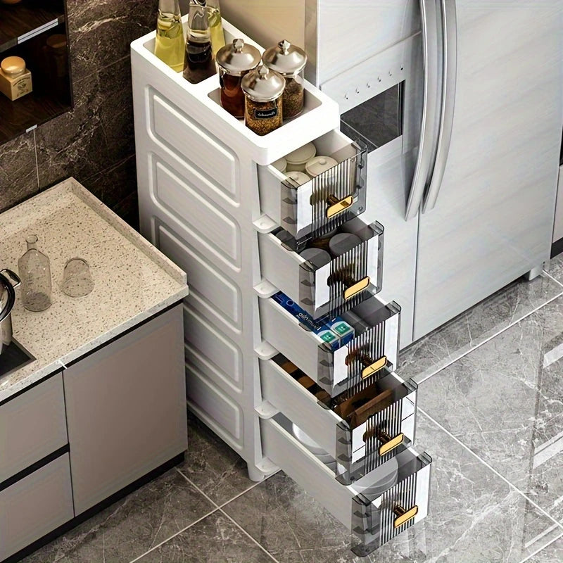 Vintage Style Slim Multi-Layer Storage Cabinet with Drawers | Delivery: 7 to 10 business days | Limited stocks available