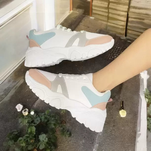 Sneakers For Women (White, Blue & Pink Mix)-KYAMSTORE