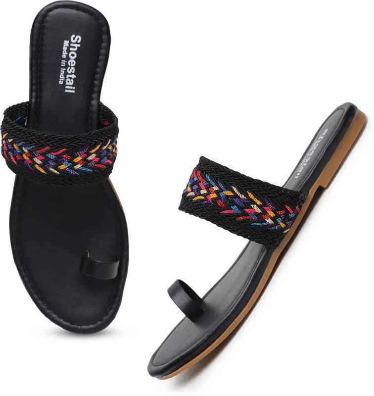 Women Flats Sandal Black-KYAMSTORE