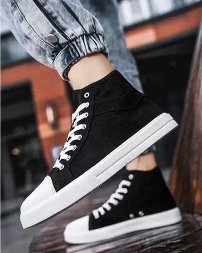 High Tops For Men (White & Black Mix)-KYAMSTORE