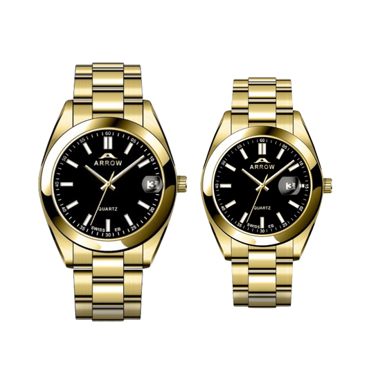 ARROW Premium Analog Couple Watch with Date Display | Colour Black Gold  (5903)-KYAMSTORE