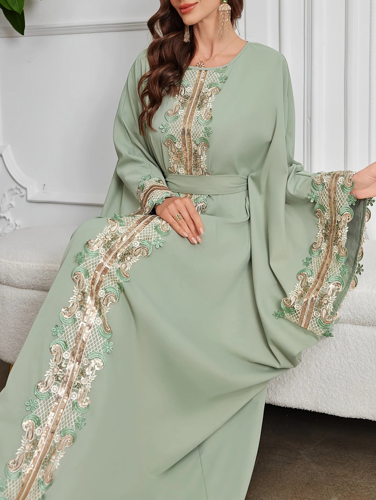Elegant Women's Purple Arabic Dress with Golden Embroidery | Delivery: 7 to 10 business days | Limited stocks available | Hurry before Sold Out