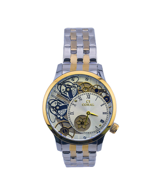 Coral Premium Quality Swiss Quartz Watch For Men | Stainless Steel Strap (9143)-KYAMSTORE