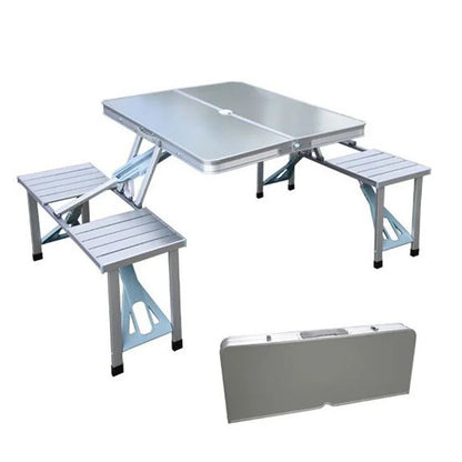 Aluminum Folding Camping Picnic Table with 4 Seats-KYAMSTORE