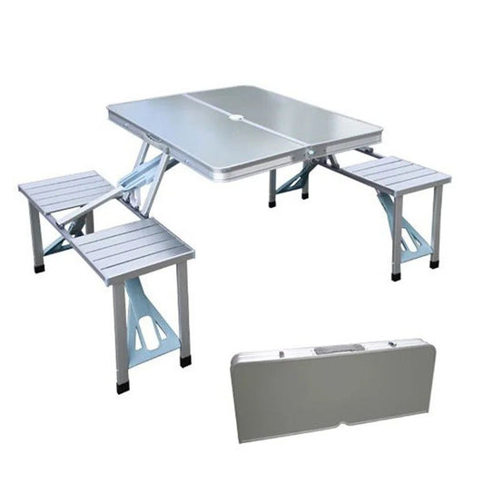 Aluminum Folding Camping Picnic Table with 4 Seats-KYAMSTORE