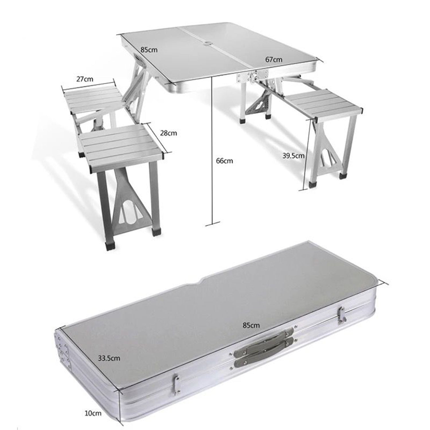 Aluminum Folding Camping Picnic Table with 4 Seats-KYAMSTORE