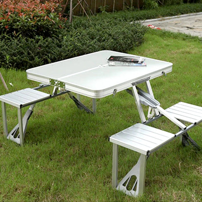 Aluminum Folding Camping Picnic Table with 4 Seats-KYAMSTORE