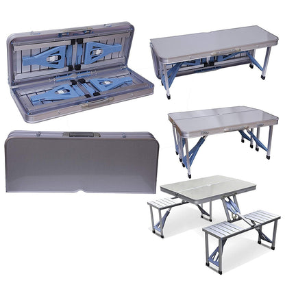 Aluminum Folding Camping Picnic Table with 4 Seats-KYAMSTORE