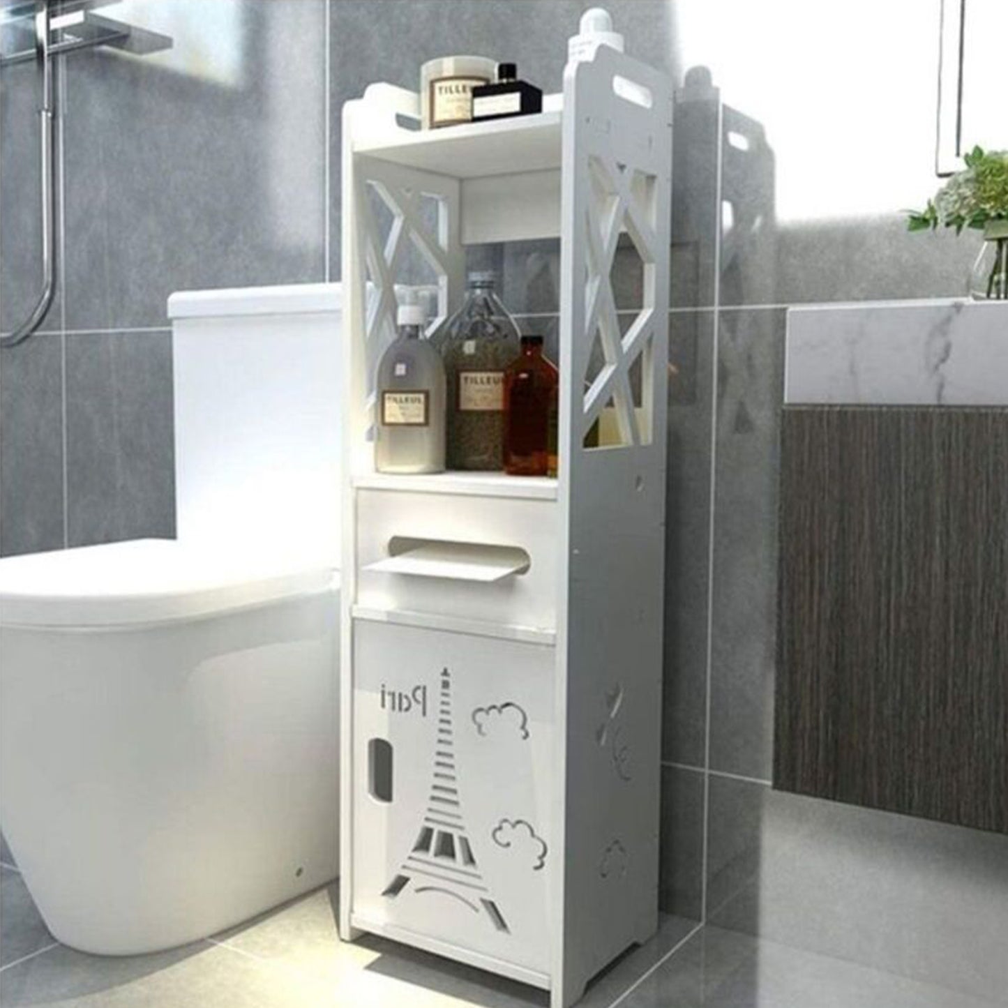 White Shelf Corner Cabinet-KYAMSTORE