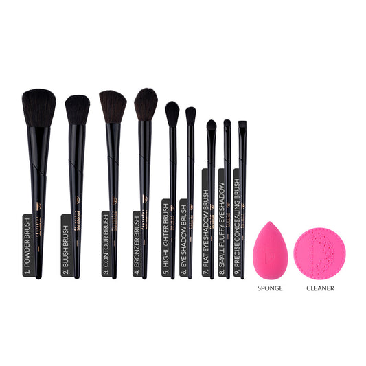 Character 9 Pieces Brush Set + Sponge + Cleaner-KYAMSTORE
