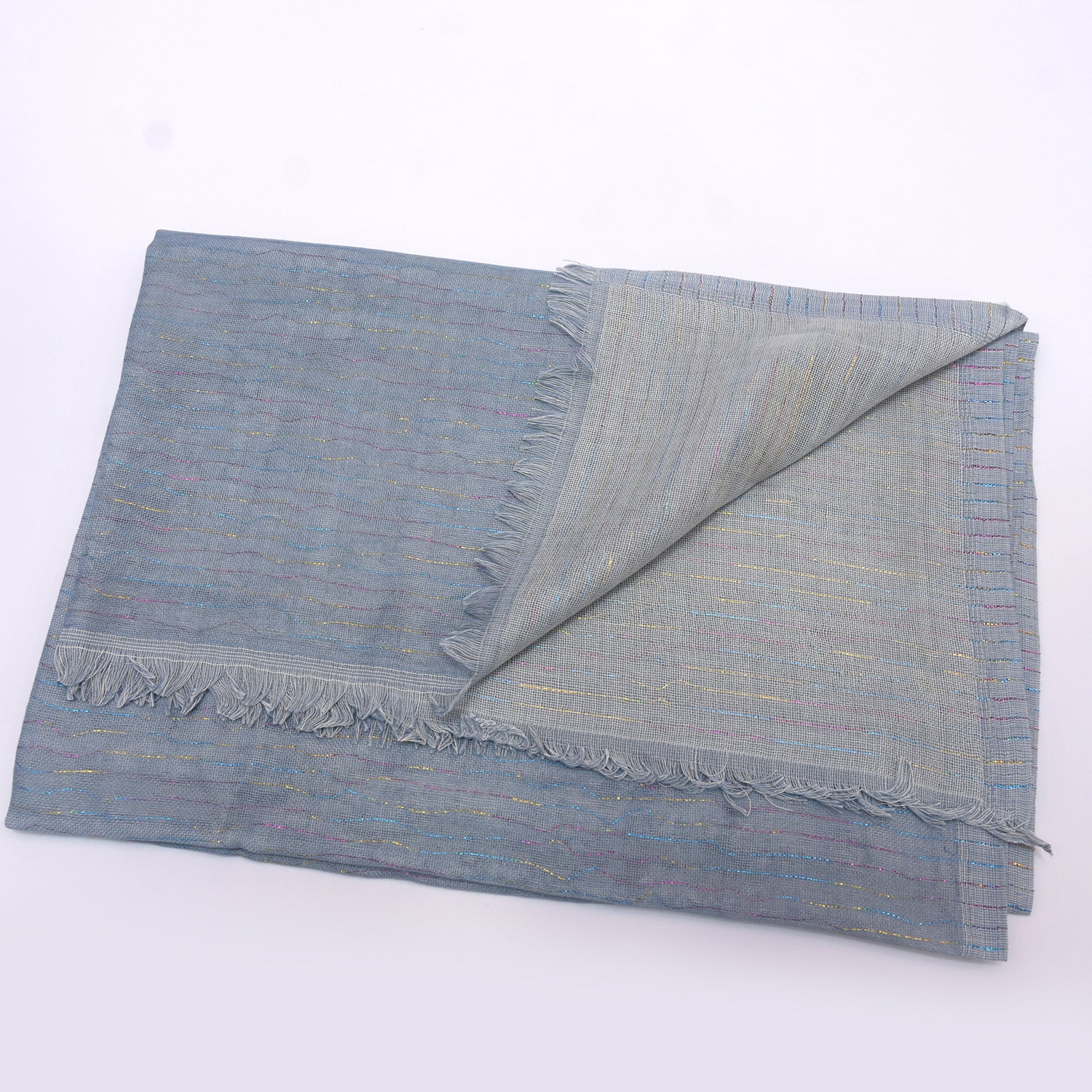 Premium Cotton Shawl with Shinning Tread Lines-KYAMSTORE