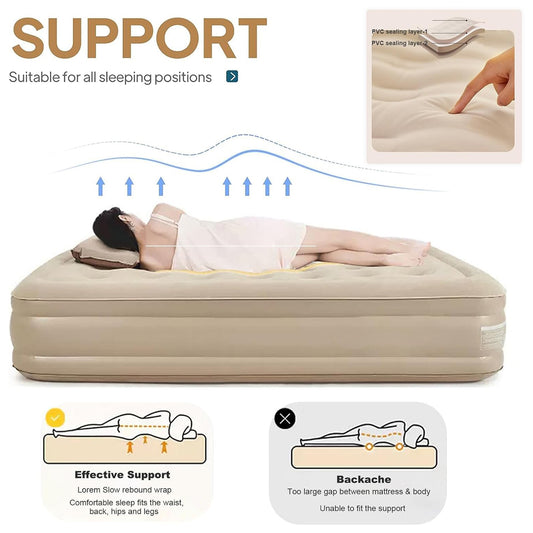 Inflatable Travel Mattress with Built-in Pump for Camping & Road Trips-KYAMSTORE