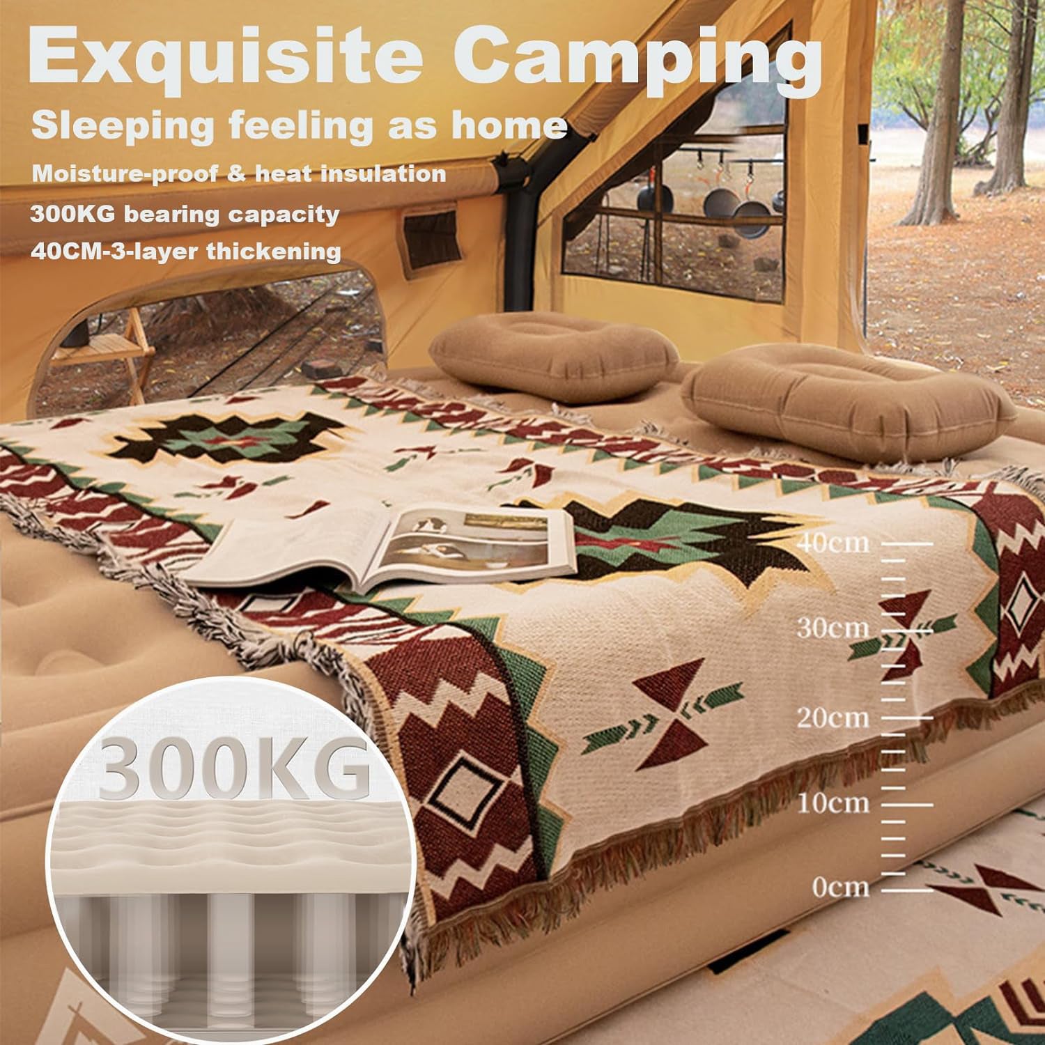 Inflatable Travel Mattress with Built-in Pump for Camping & Road Trips-KYAMSTORE