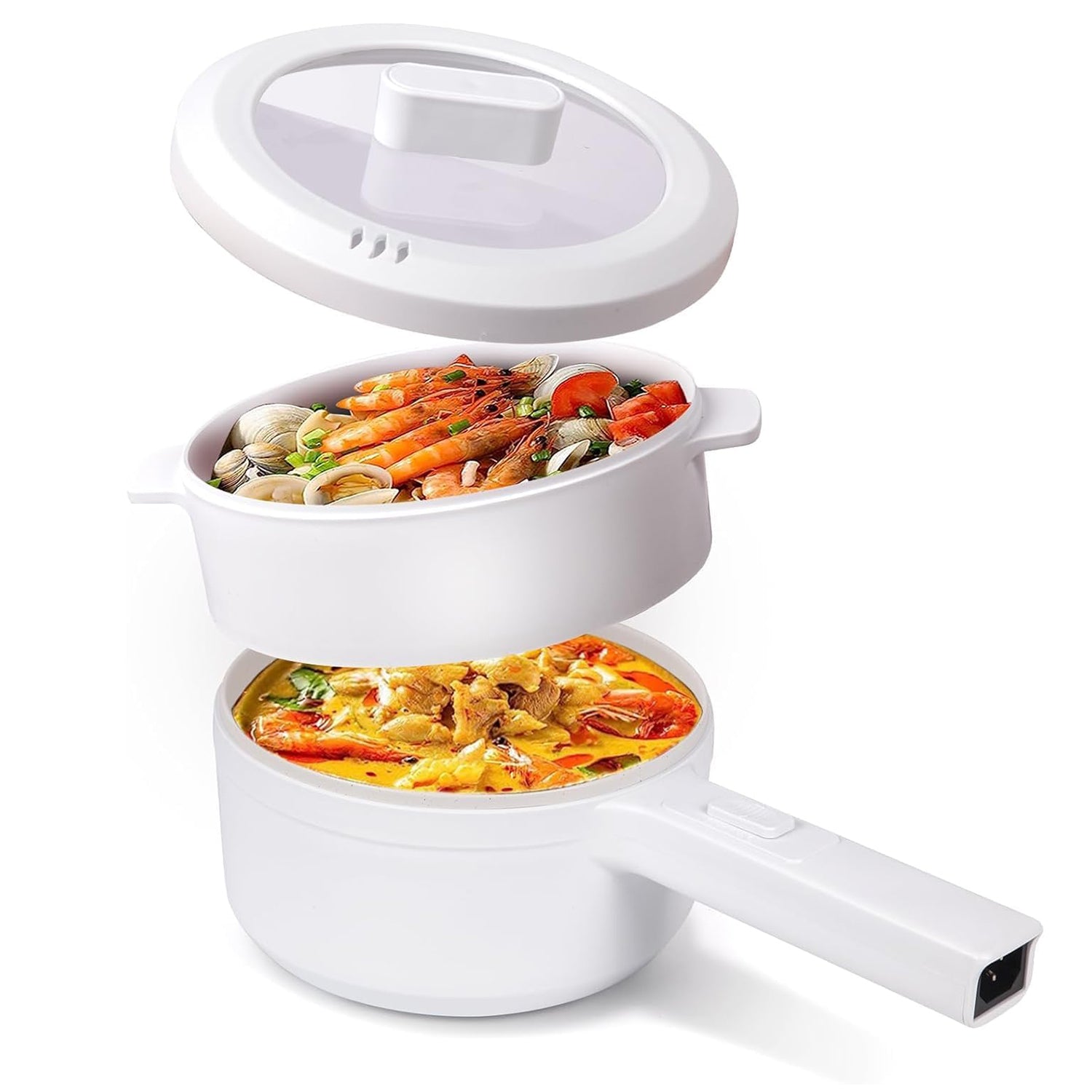 Electric Non-Stick Hot Pot Pan with Steamer-KYAMSTORE