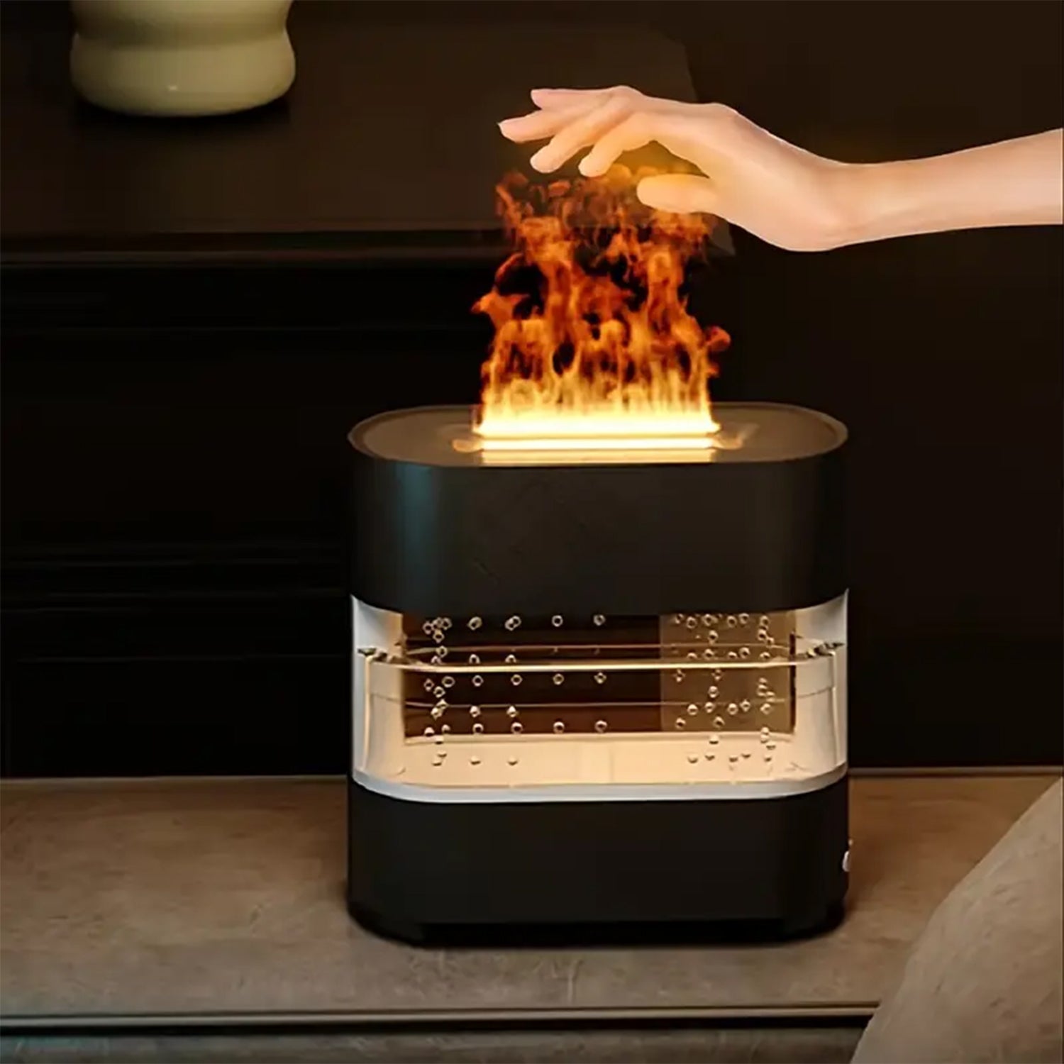 Fireplace Flame Essential Oil Diffuser with Raindrop Sounds-KYAMSTORE
