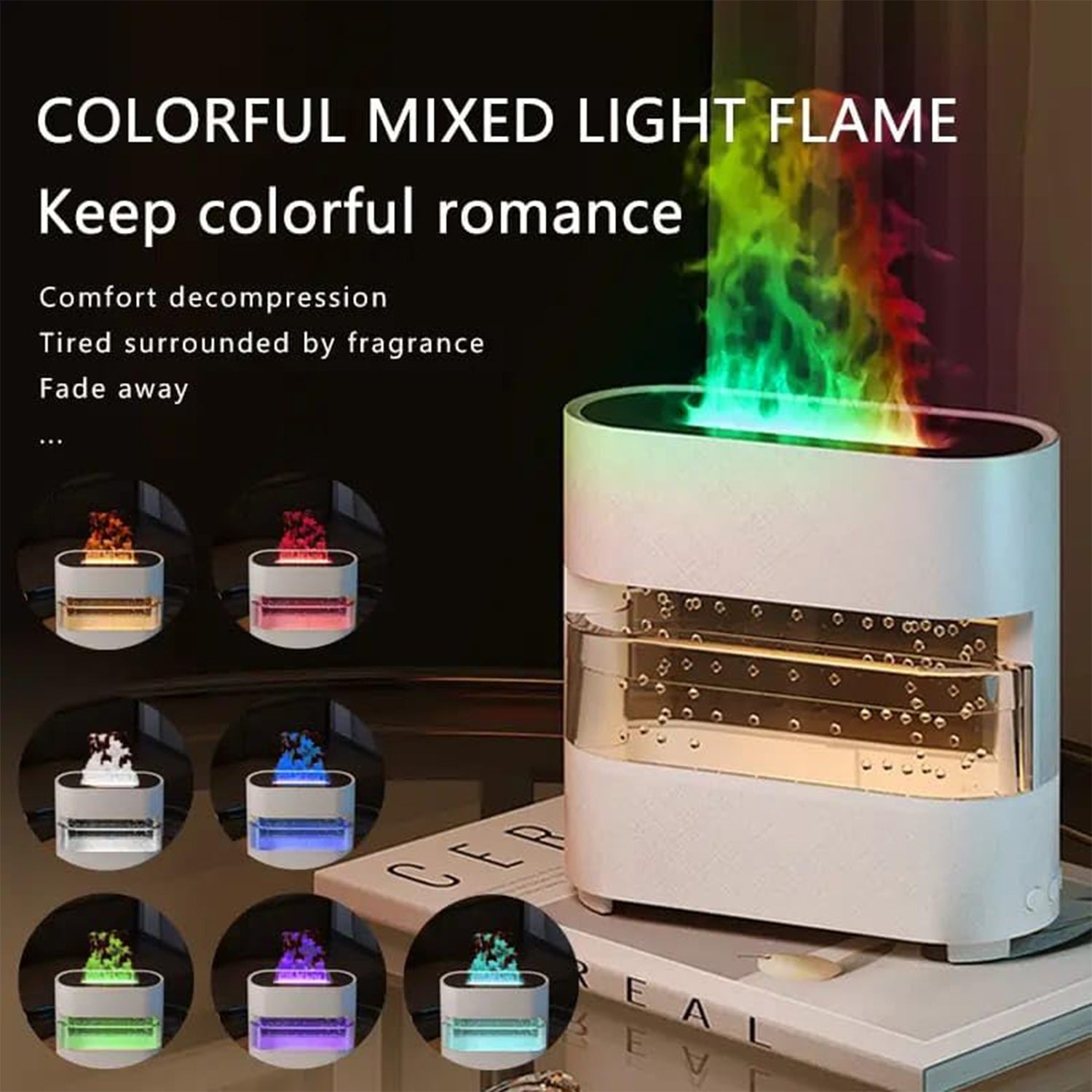 Fireplace Flame Essential Oil Diffuser with Raindrop Sounds-KYAMSTORE