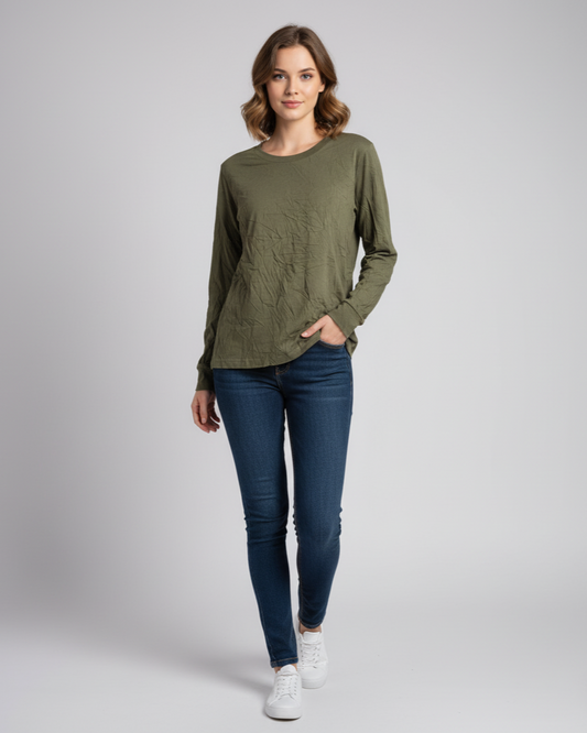 Ukay Find! Vintage Vibe Olive Green Crewneck Top