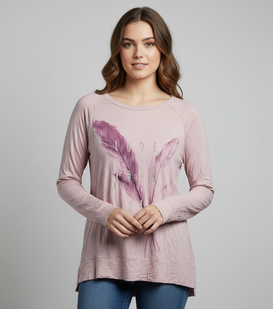 Ukay Find! Soft Pink Floral Long-Sleeve Blouse