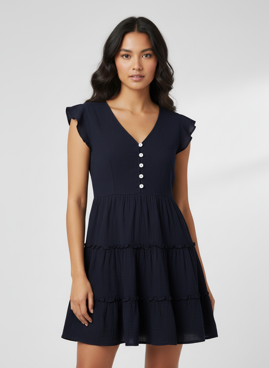 Ukay Find! Charming Black Tiered Mini Dress