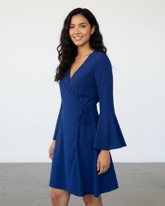 Ukay Find! The Royal Blue Bell-Sleeve Wrap Dress