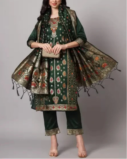 Women Cotton Silk Kurta Pant Dupatta Set-KYAMSTORE