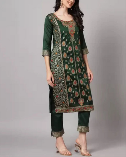 Women Cotton Silk Kurta Pant Dupatta Set-KYAMSTORE