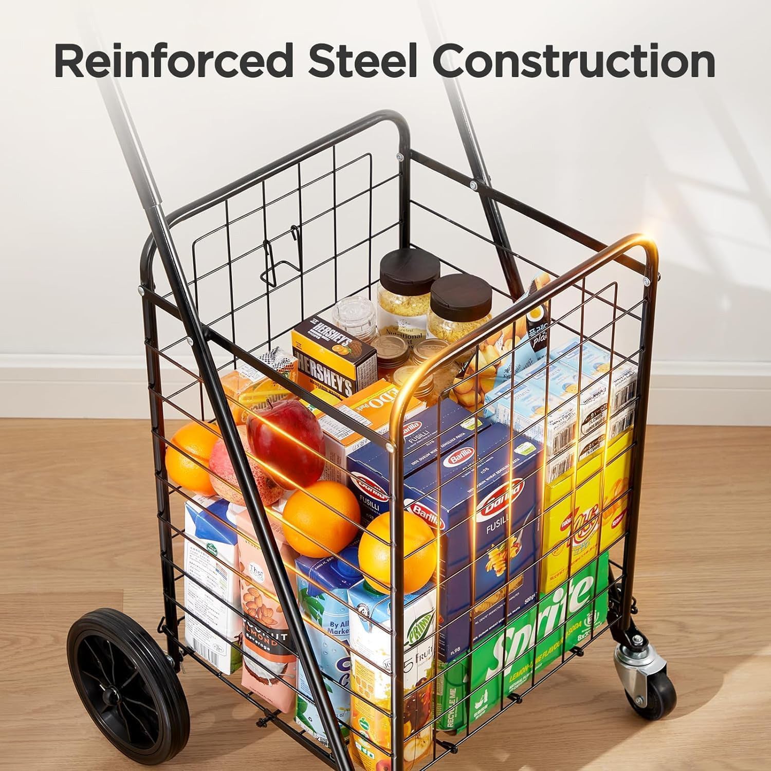 Heavy Duty Folding Shopping Cart with 360° Swivel Wheels-KYAMSTORE