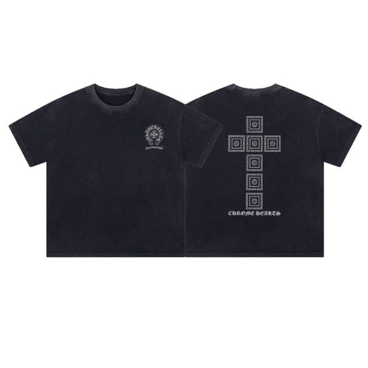 Unisex Oversize Chrome Hearts Printed Boxy Fit Thick Fabric T-Shirt - (Front & Back Print)