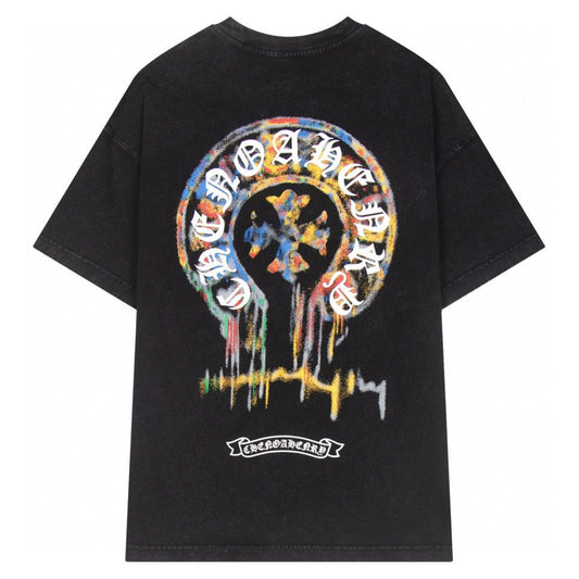Unisex Oversize Chrome Hearts Printed Boxy Fit Thick Fabric T-Shirt - (Back Print)