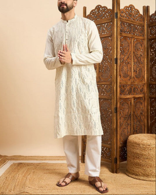 Embroidered Straight Kurta-KYAMSTORE