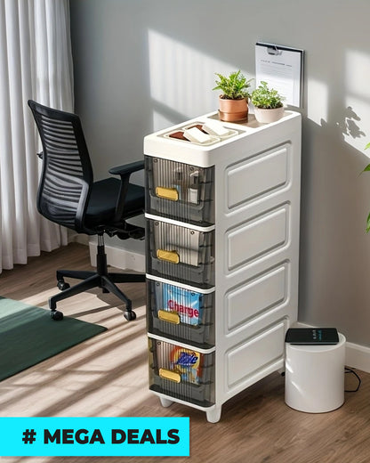 Vintage Style Slim Multi-Layer Storage Cabinet with Drawers | Delivery: 7 to 10 business days | Limited stocks available