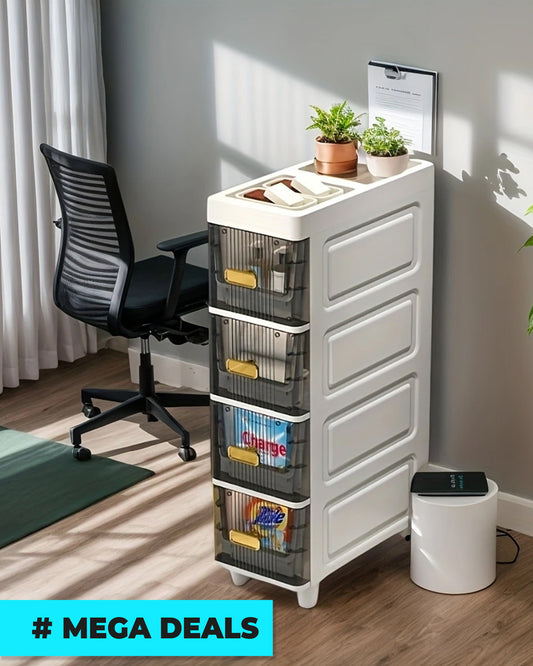 Vintage Style Slim Multi-Layer Storage Cabinet with Drawers | Delivery: 7 to 10 business days | Limited stocks available