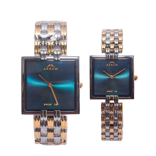ARROW ARROW Premium Brass Analog Square Couple Watch | Special Glass | Color Gold Silver TT (5930)-KYAMSTORE