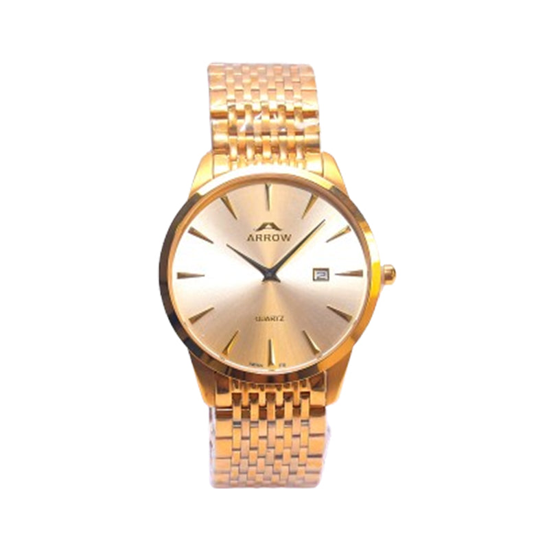Arrow Men’s Analog Display | Gold Strap (33734)-KYAMSTORE