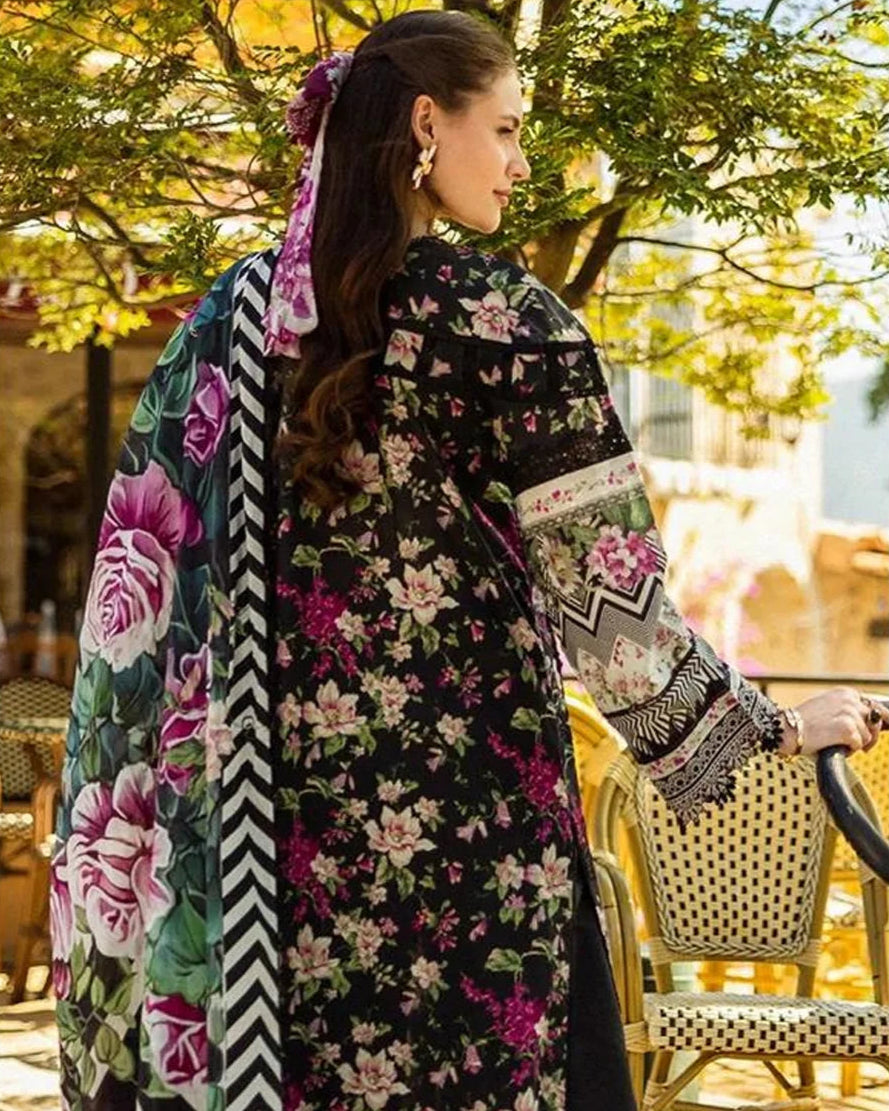 بدلة مطبوعة غير مخيطة ومطرزة على شكل العشب Chikankari