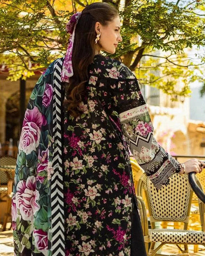بدلة مطبوعة غير مخيطة ومطرزة على شكل العشب Chikankari
