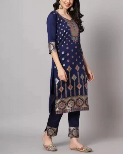 Women Cotton Silk Kurta Pant Dupatta Set-KYAMSTORE