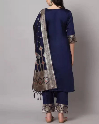 Women Cotton Silk Kurta Pant Dupatta Set-KYAMSTORE