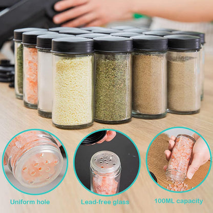 Rotating Ferris Wheel Spice Rack Organizer with 18 Glass Spice Jars-KYAMSTORE