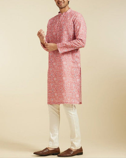 Geometric Printed Mandarin Collar Straight Kurta-KYAMSTORE