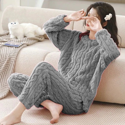 Women Night Suit Set Self Design with Colors-KYAMSTORE