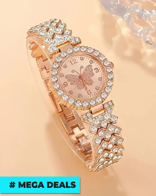 Elegant Butterfly Quartz Watch & Ladies Jewelry Set | Delivery: 2 to 6 business days | Limited stocks available | Hurry before Sold Out