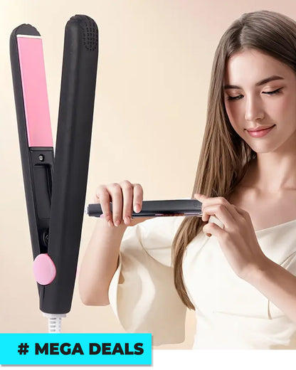 Portable Mini Hair Straightener with Pink Accents | Delivery: 2 to 6 business days | Limited stocks available | Hurry before Sold Out