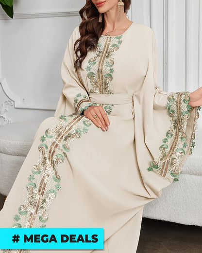 Elegant Women's Purple Arabic Dress with Golden Embroidery | Delivery: 7 to 10 business days | Limited stocks available | Hurry before Sold Out