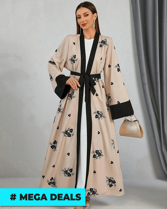 Elegant Women'S Arabian Abaya with Floral Pattern | Delivery: 7 to 10 business days | Limited stocks available | Hurry before Sold Out