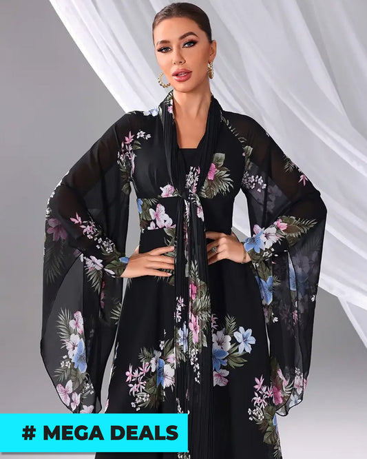 Elegant Floral Sequin Embellished Off-Shoulder Halter Dress | Delivery: 7 to 10 business days | Limited stocks available | Hurry before Sold Out
