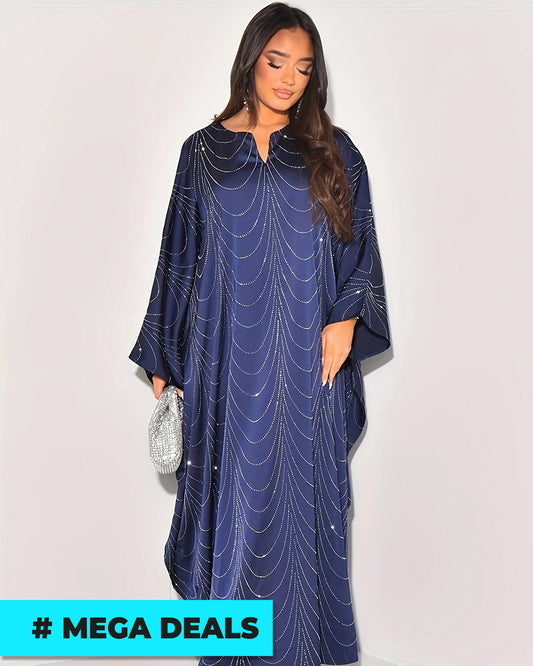 Women's Royal Blue Beaded Abaya Dress | Delivery: 7 to 10 business days | Limited stocks available | Hurry before Sold Out