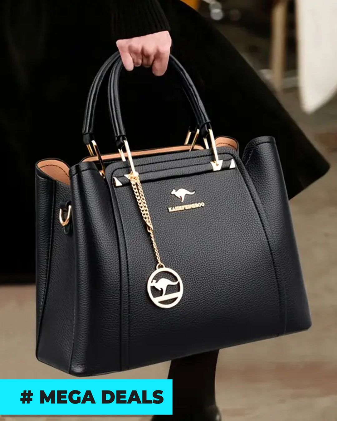 Women's Stylish Black Handbag with Golden-Tone | Delivery: 7 to 10 business days | Limited stocks available | Hurry before Sold Out