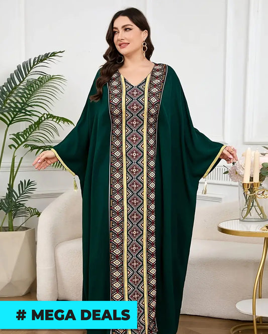Elegant Green Middle Eastern Long Robe for Women | Delivery: 7 to 10 business days | Limited stocks available | Hurry before Sold Out